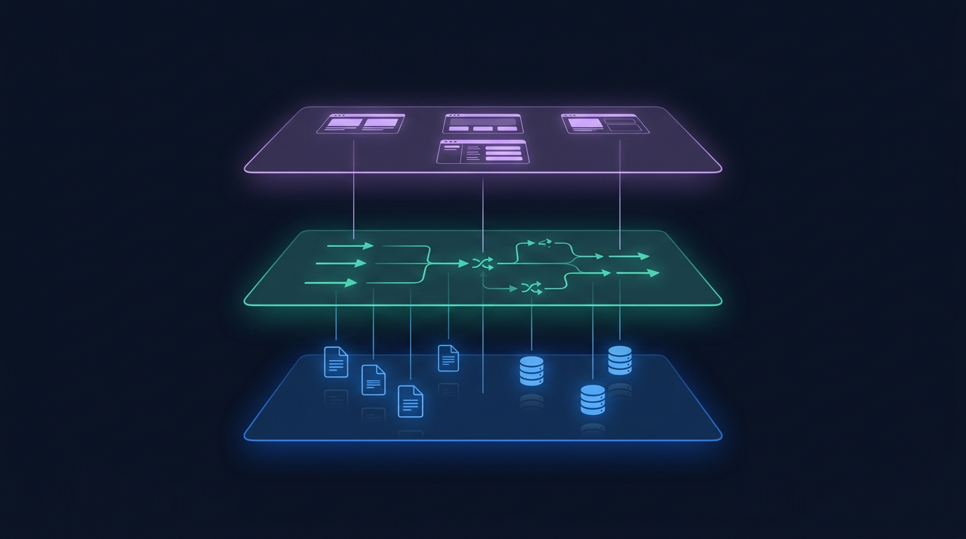 Three-layer AI platform architecture: Foundation, Orchestration, and Modules