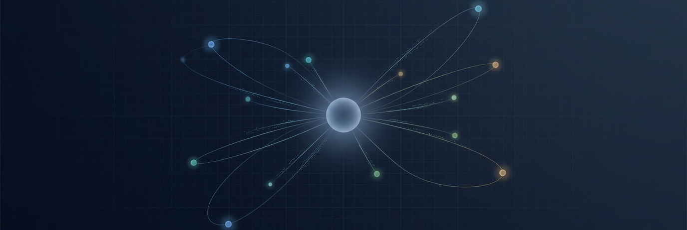 Abstract visualization of a centralized intelligence platform with connected modules